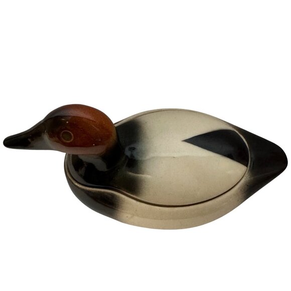 Vintage Ceramic Mallard Duck Trinket Box With Lid Catch All Home Decor - Picture 5 of 13